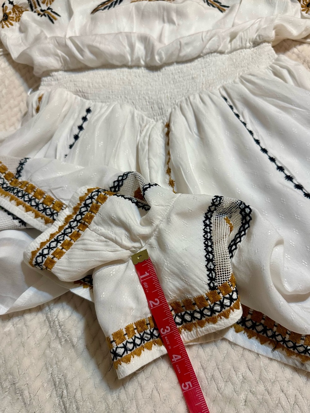 Free People Catalina Embroidered Romper Ivory Boho Size M - Picture 11 of 13